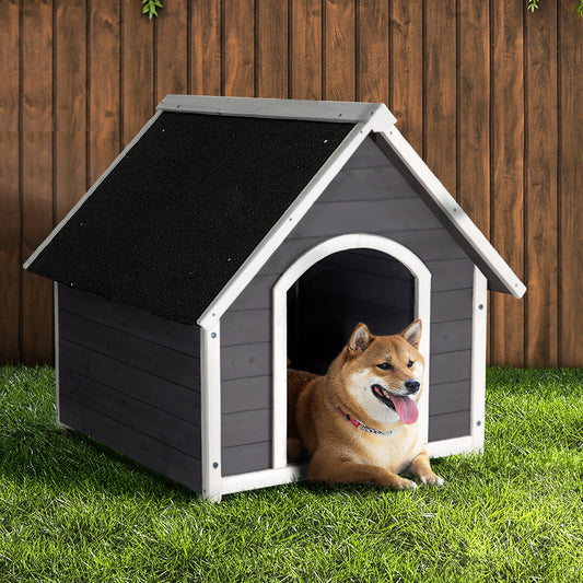 Dog Kennel Outdoor Wooden Indoor Puppy Pet House Weatherproof XL Large - Grey XL