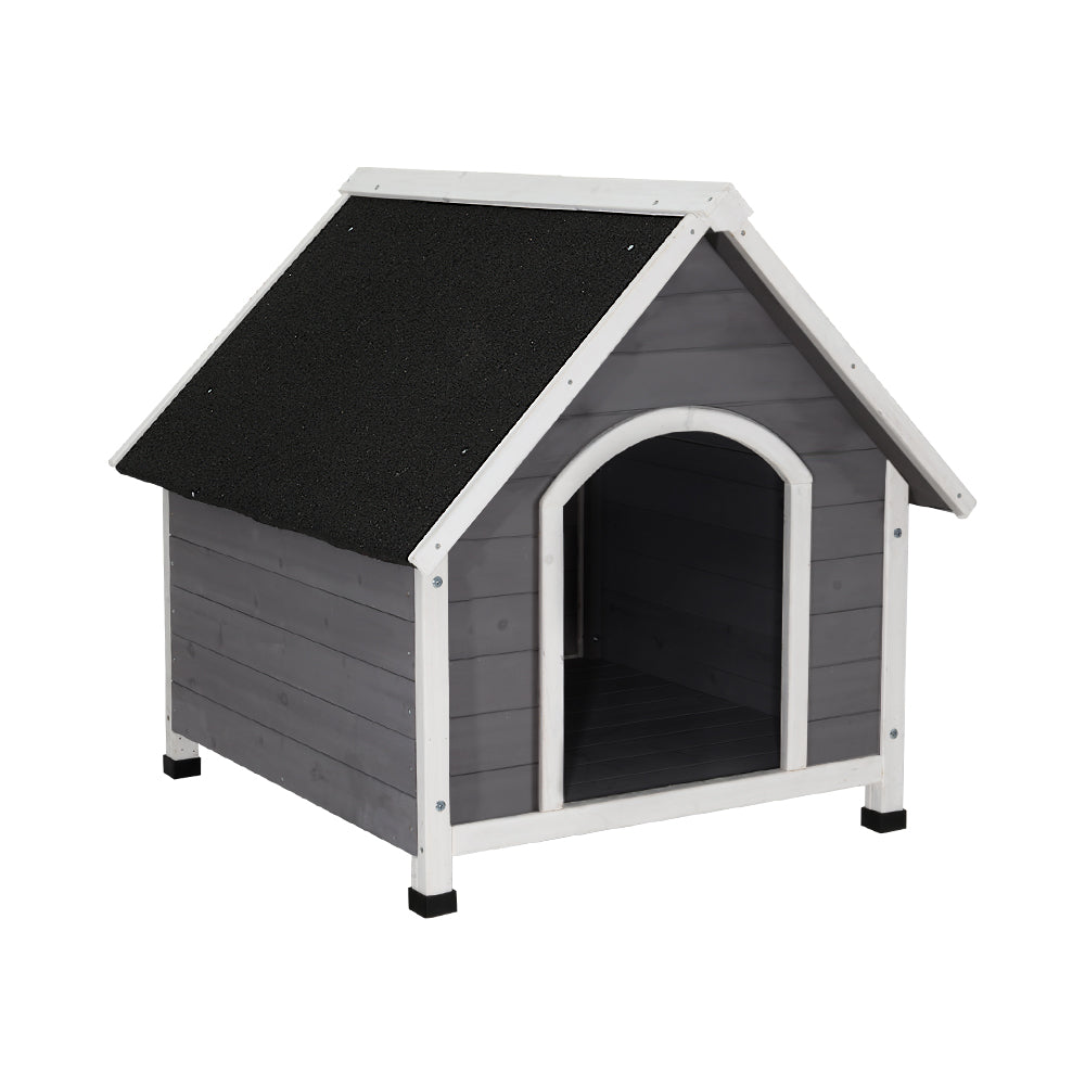 Dog Kennel House Wooden Outdoor Indoor Puppy Pet House Weatherproof Large - Grey Large