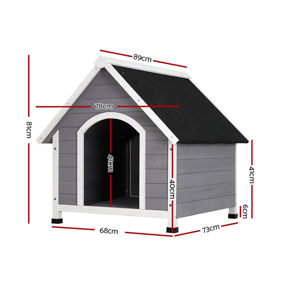 Dog Kennel House Wooden Outdoor Indoor Puppy Pet House Weatherproof Large - Grey Large