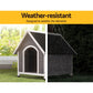 Dog Kennel House Wooden Outdoor Indoor Puppy Pet House Weatherproof Large - Grey Large