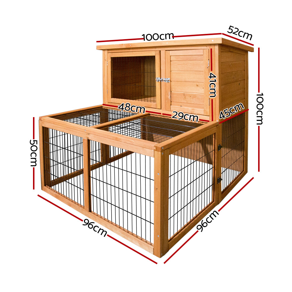 Rabbit Hutch Wooden Pet Chicken Coop 100cm Tall