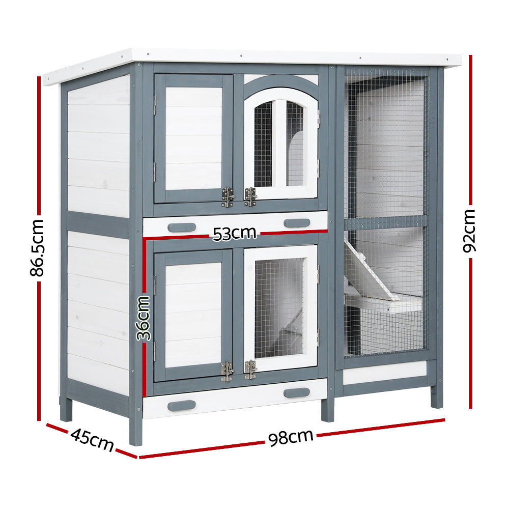 Rabbit Hutch Large Chicken Coop Wooden House Run Cage Pet Bunny Guinea Pig