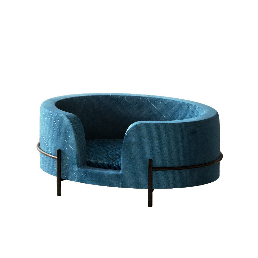 LARGE Dog Beds Pet Sofa Lounge Calming Couch Raised - Blue