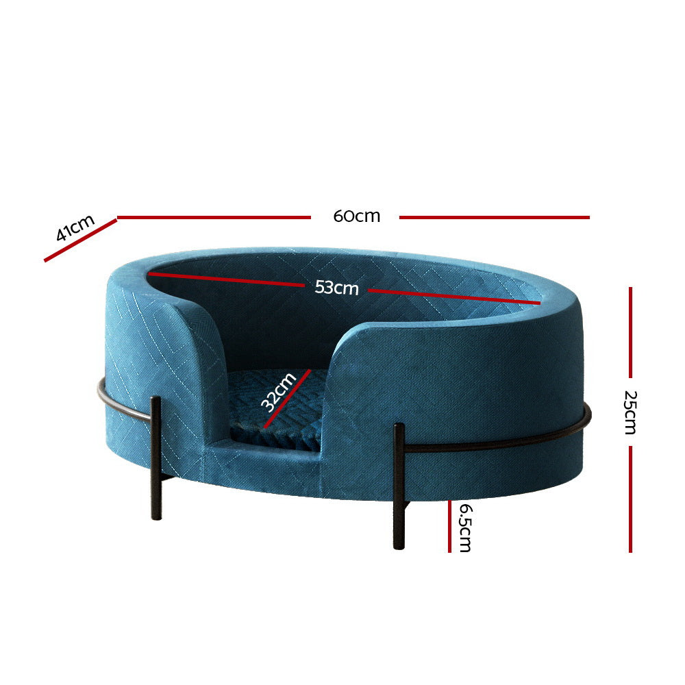 LARGE Dog Beds Pet Sofa Lounge Calming Couch Raised - Blue