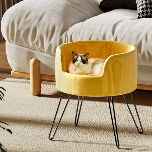 Tress Dog Beds Sofa Lounge Cat Calming Raised Couch - Yellow MEDIUM