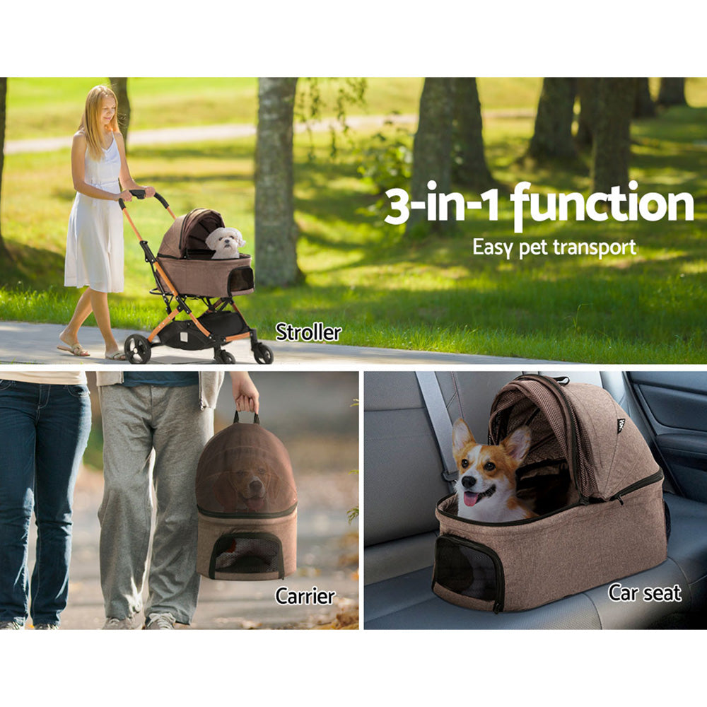 Pet Stroller Dog Pram Cat Carrier Travel Pushchair Foldable 4 Wheels Large