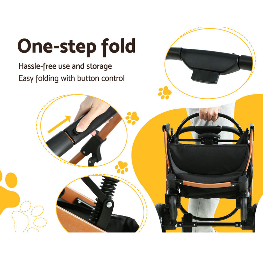 Pet Stroller Dog Pram Cat Carrier Travel Pushchair Foldable 4 Wheels Large