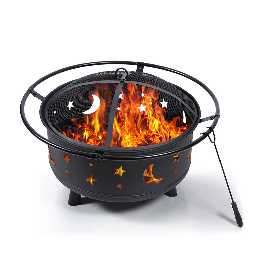 Outdoor Fire Pit BBQ Portable Wood Camping Fireplace Heater Patio Garden Grill