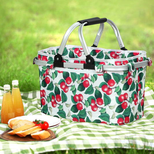 Picnic Bag Basket Folding Hamper Camping Hiking Insulated Outdoor