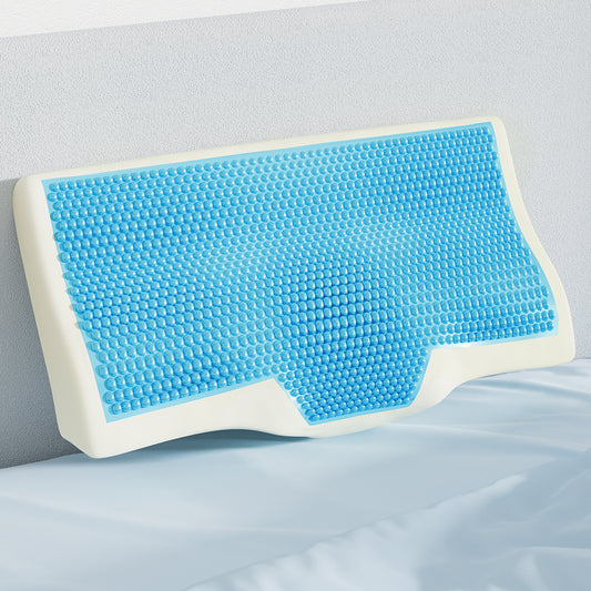 Memory Foam Pillow Neck Pillows Contour Rebound Cushion Cool Gel Support - White