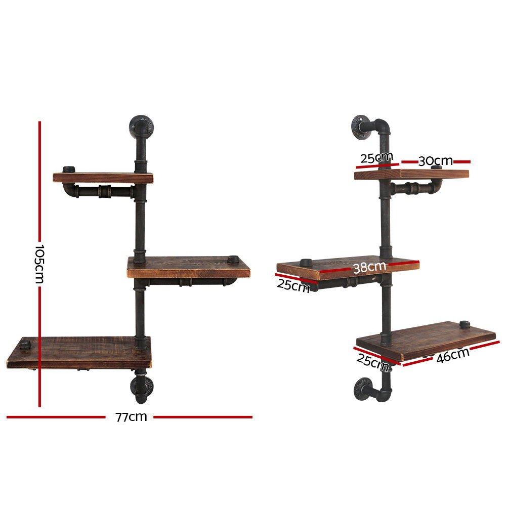 Artiss Floating DIY Pipe Shelf 3 Tiers - Ivan