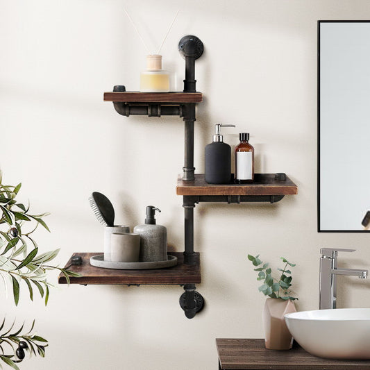 Display Shelves Bookshelf Pipe Shelf Rustic Industrial Floating Wall Shelves DIY Brackets