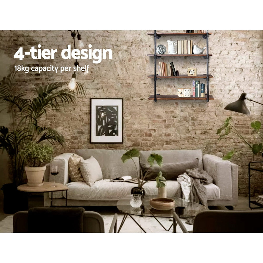 Artiss Bookshelf DIY Pipe Shelf 4 Tiers - Inge