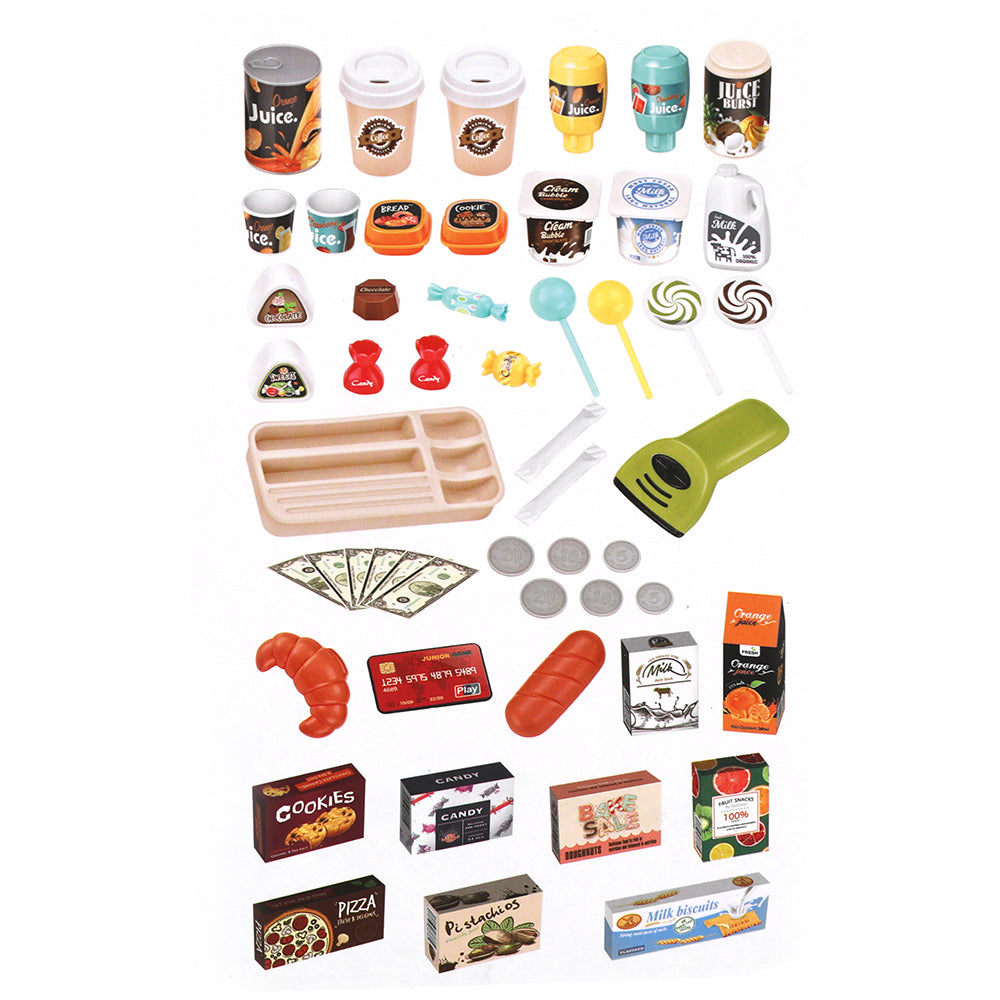 Kids Pretend Role Play Grocery Supermarket 52 Piece Playset Cash Register