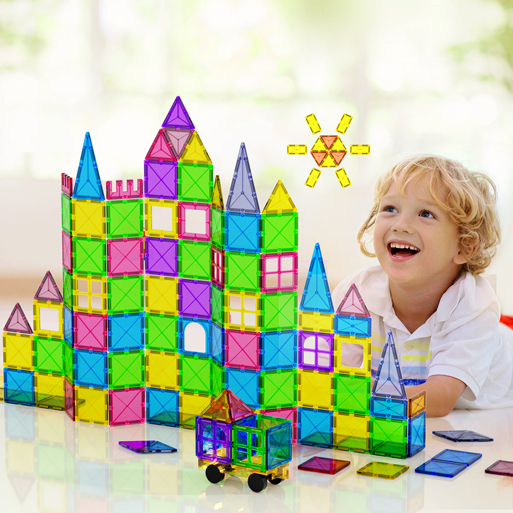 120pcs Kids Magnetic Tiles Blocks Building Educational Toys Children Gift