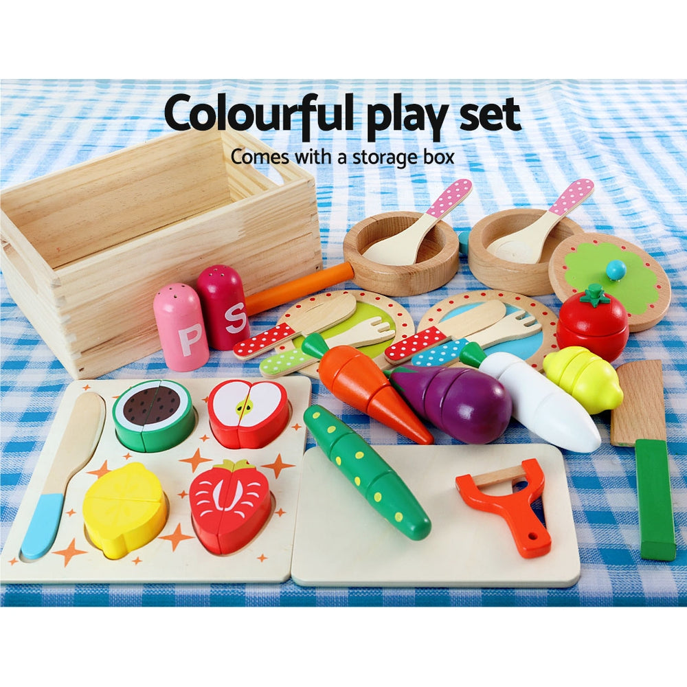 Kids Wooden Kitchen Set Pretend Play Toys Cooking Food Sets Children White