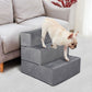 Pet Stair 3 Step Ramp Portable Adjustable Climbing Ladder Soft Washable Grey