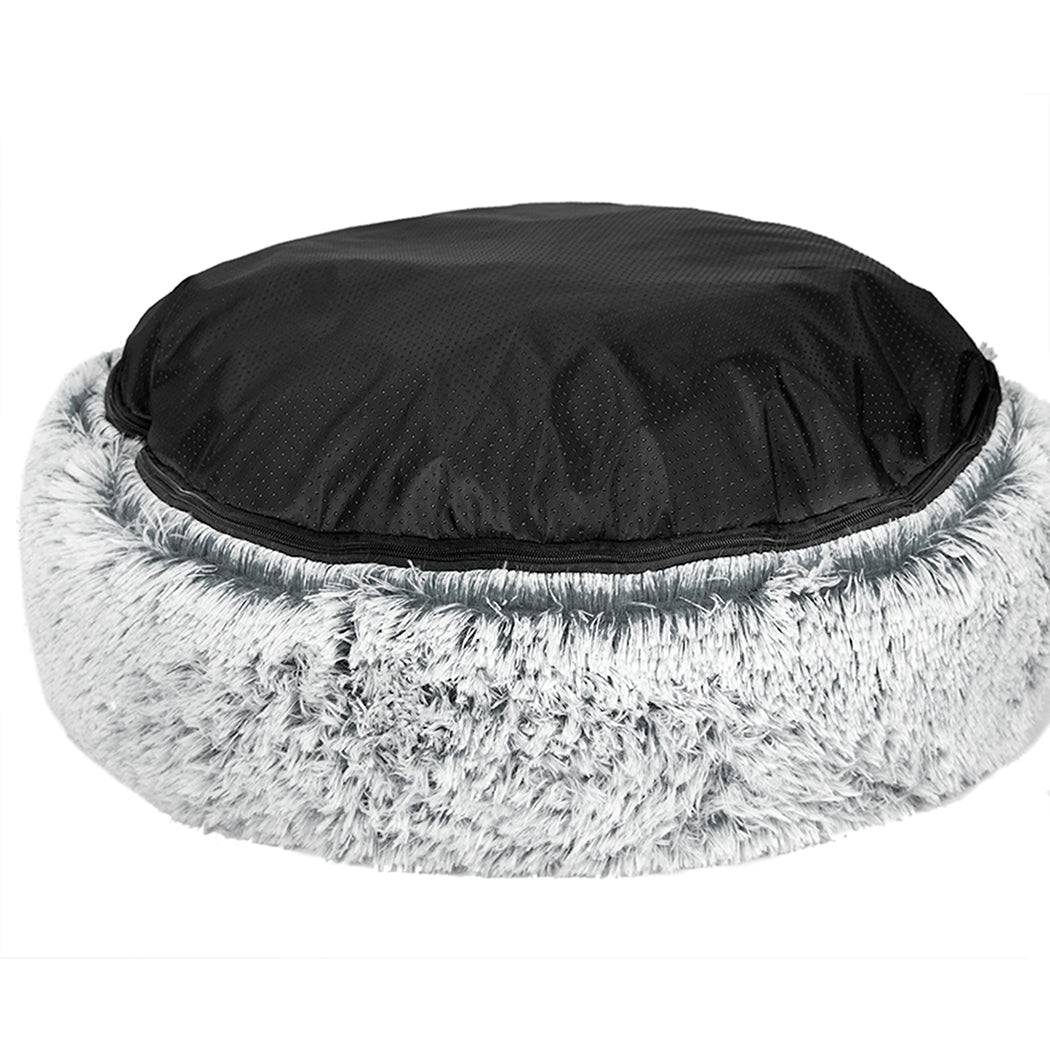 Foxhound Dog Beds Pet Cat Donut Nest Calming Mat Soft Plush Kennel - Charcoal MEDIUM