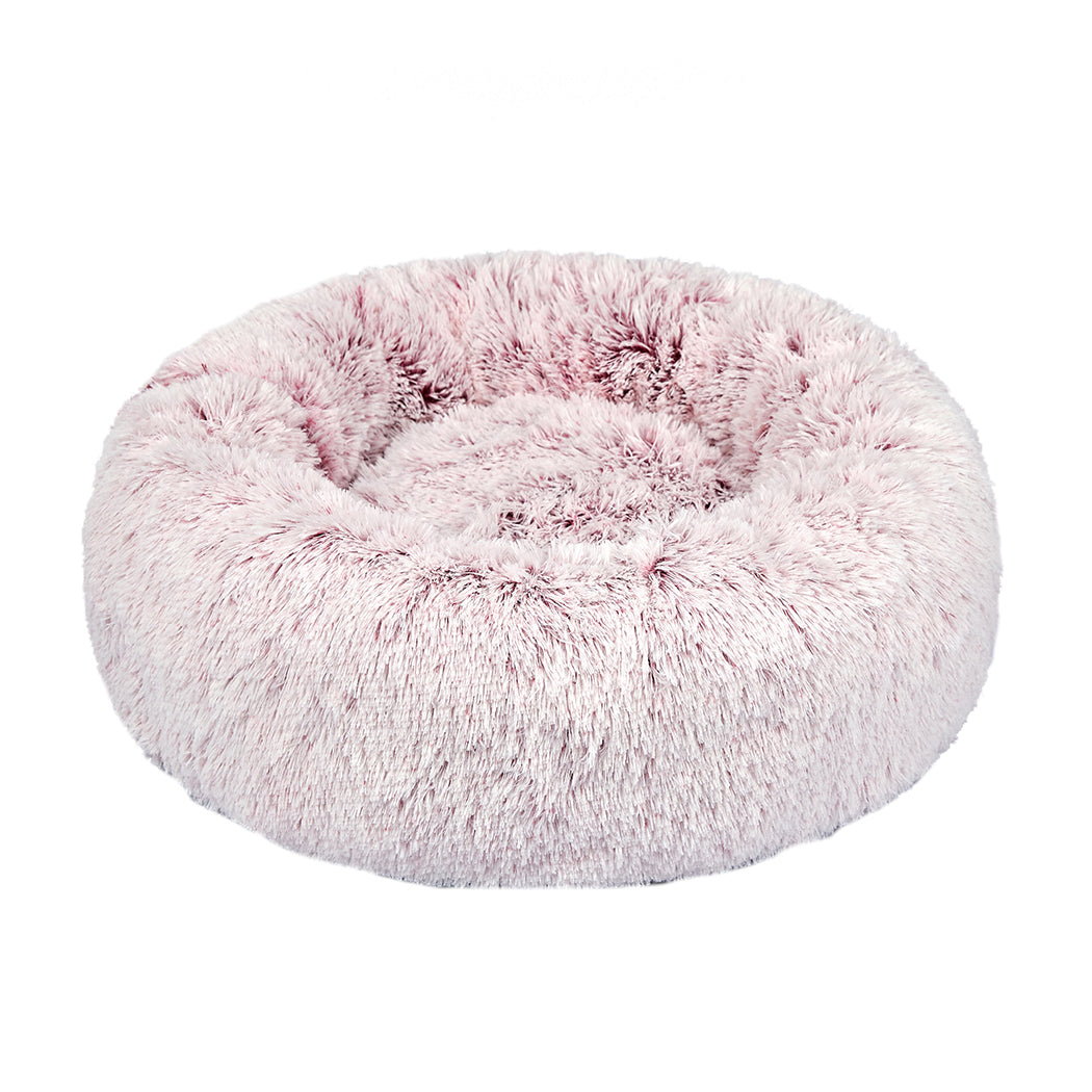 Foxhound Dog Beds Pet Cat Donut Nest Calming Mat Soft Plush Kennel - Pink MEDIUM