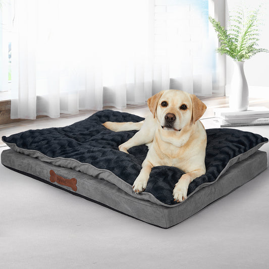 Beagle Dog Beds Calming Warm Soft Plush Comfy Sleeping Memory Foam Mattress - Dark Grey XLARGE