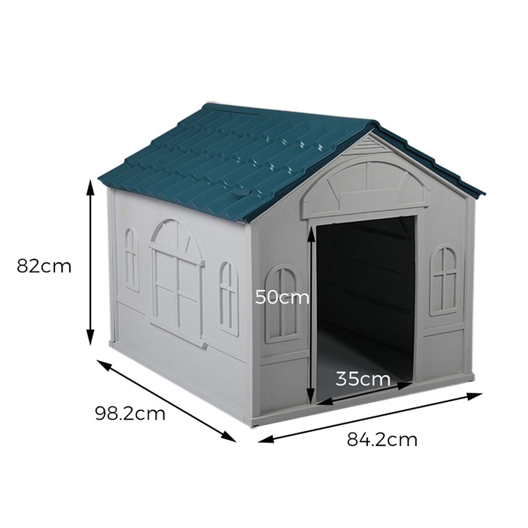 Dog Kennel Outdoor Indoor Pet Plastic Garden Large House Weatherproof Black XLarge