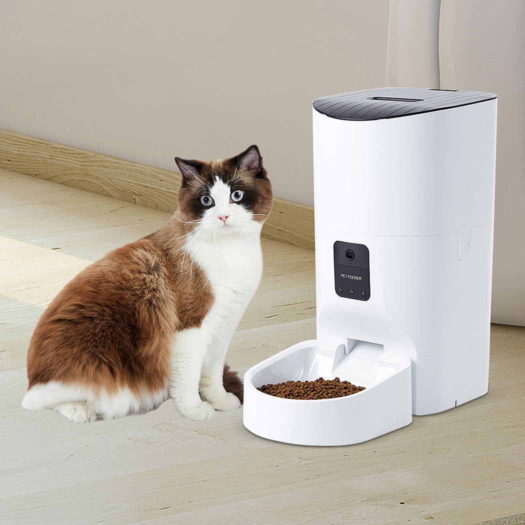 Auto Feeder Pet Automatic Camera Cat Dog Smart Hd Wifi App Food Dispenser - White