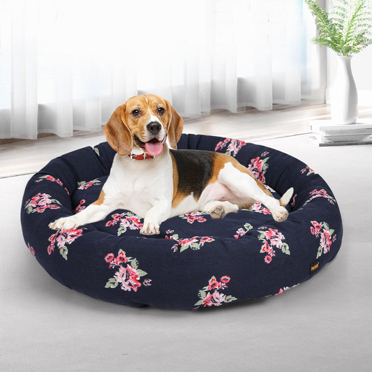 Weimaraner Dog Beds Calming Pet Cat Washable Portable Round Kennel Summer Outdoor - Navy LARGE