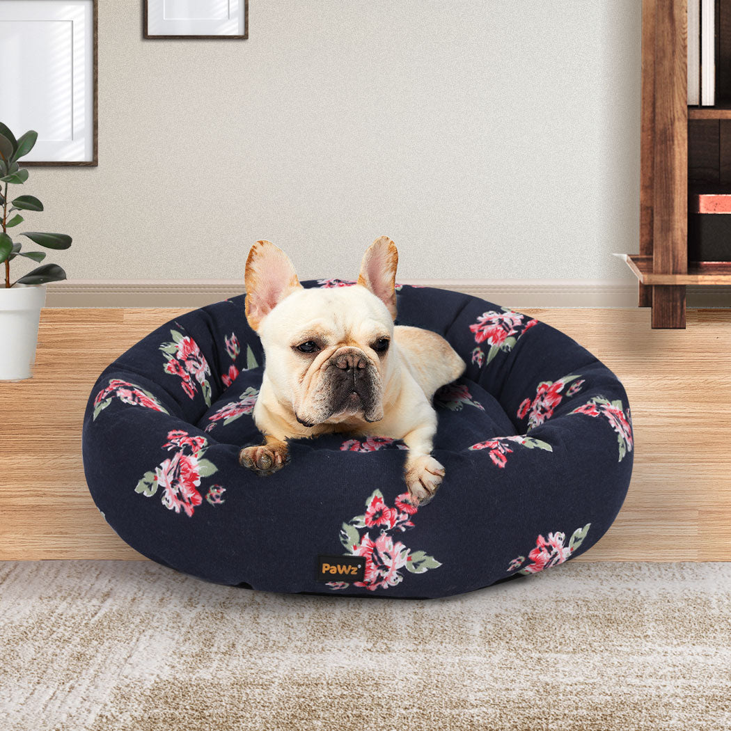 Weimaraner Dog Beds Calming Pet Cat Washable Portable Round Kennel Summer Outdoor - Navy SMALL
