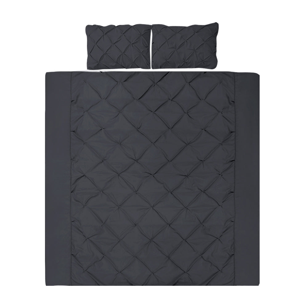 KING Quilt Cover Set Diamond - Pinch Black