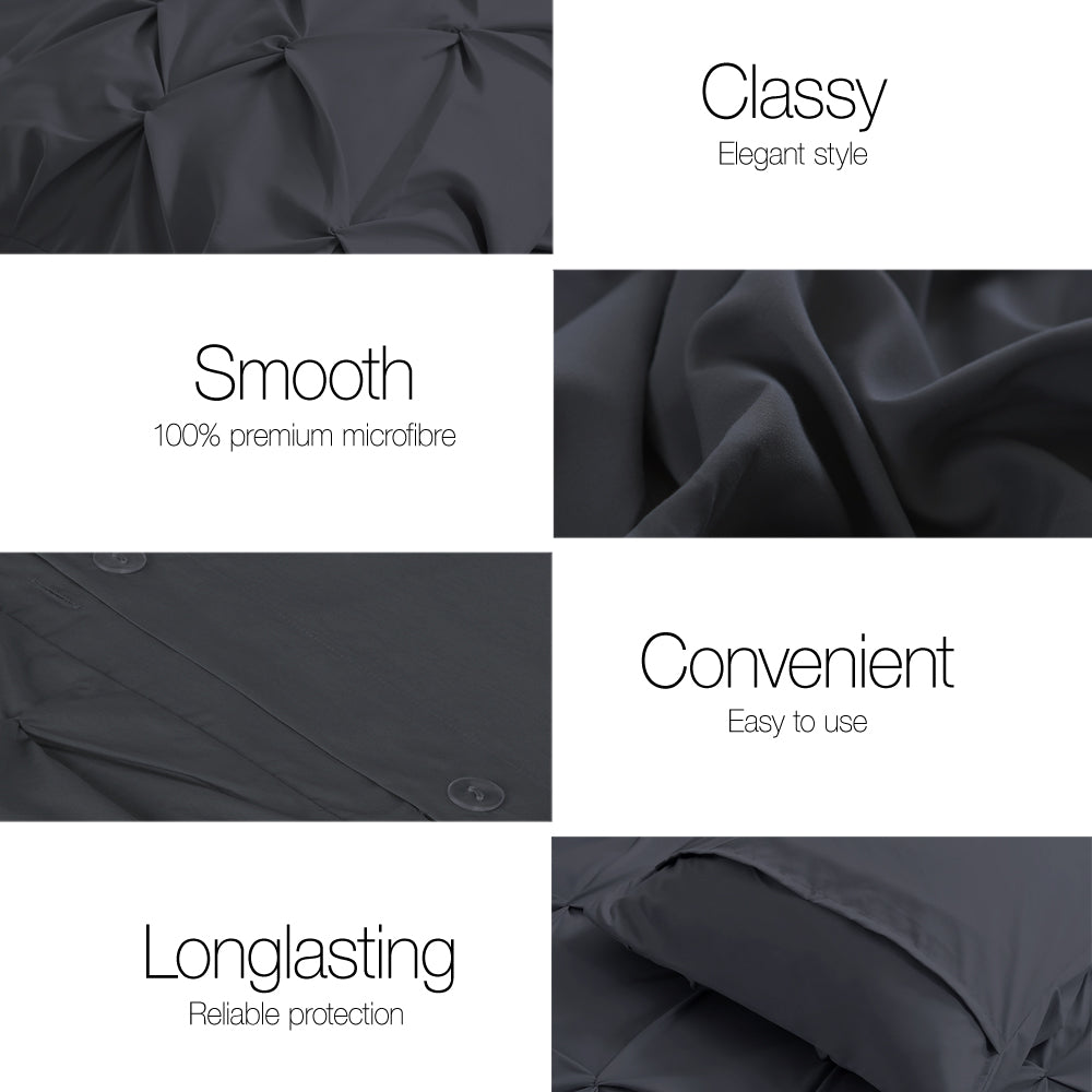 KING Quilt Cover Set Diamond - Pinch Black