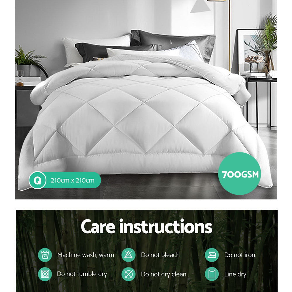 Queen Giselle Bedding 700GSM Microfibre Bamboo Quilt