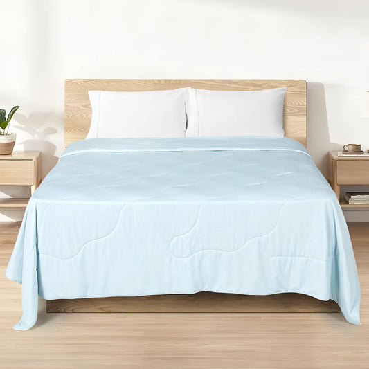 DOUBLE 130GSM Cooling Comforter Lightweight Summer Quilt Blanket Cover - Blue