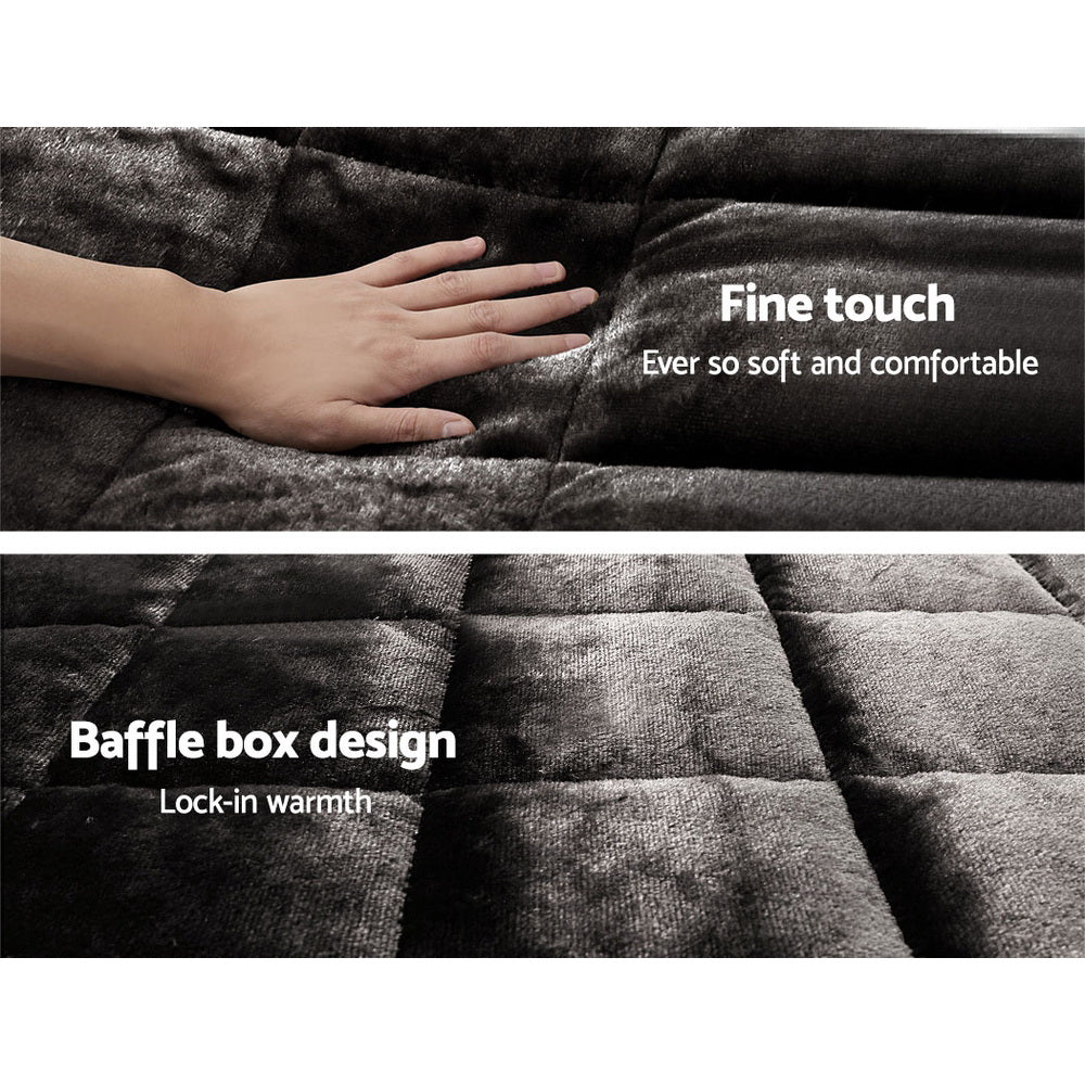 King Giselle Bedding Faux Mink Quilt Charcoal