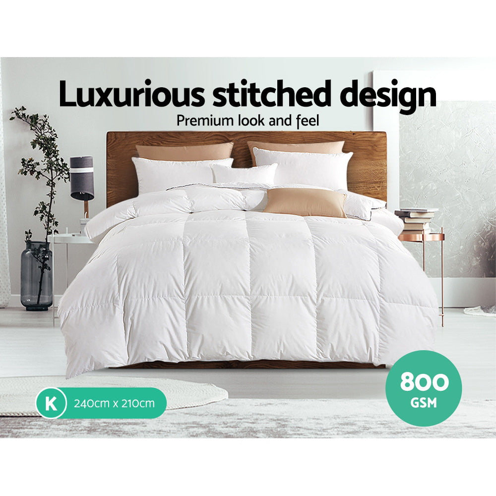 King Giselle Bedding 800GSM Goose Down Feather Quilt