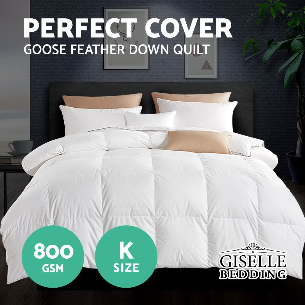 King Giselle Bedding 800GSM Goose Down Feather Quilt