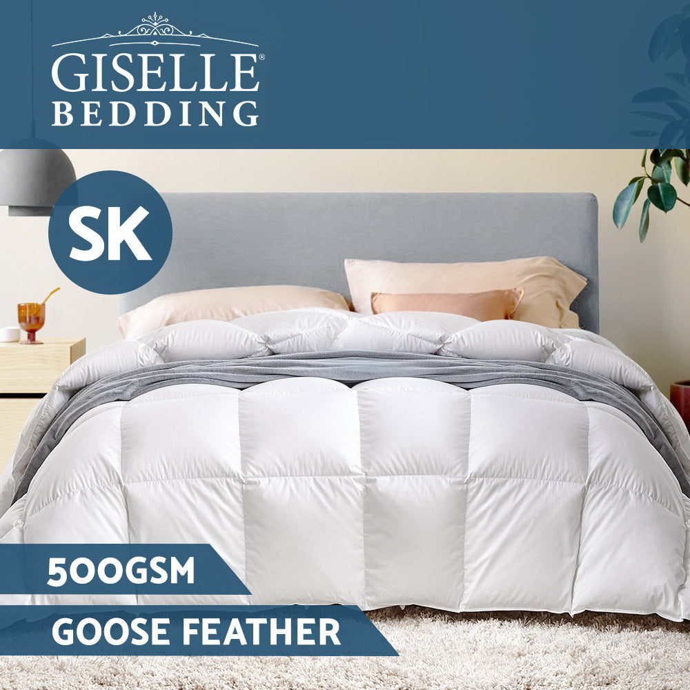SUPER KING 500GSM Goose Down Feather Quilt - White