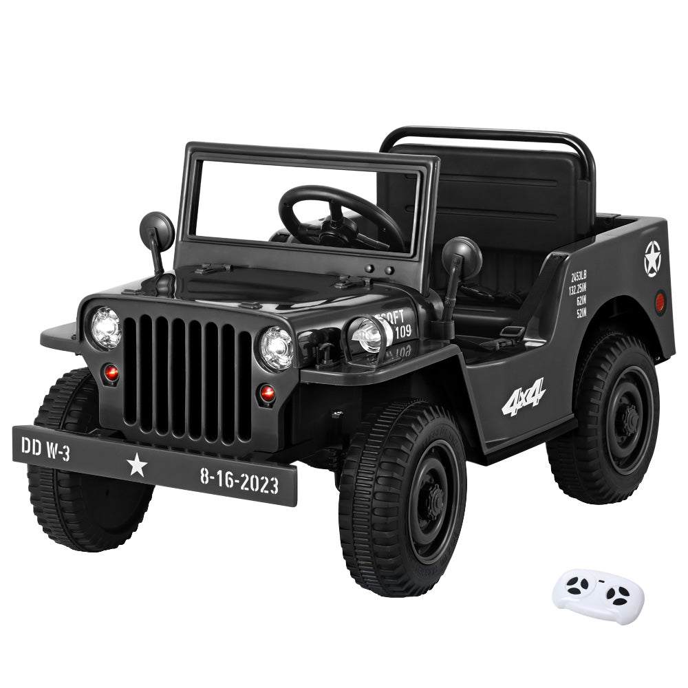 Kids Ride on Car Off Road Military Toy Cars 12V - Black