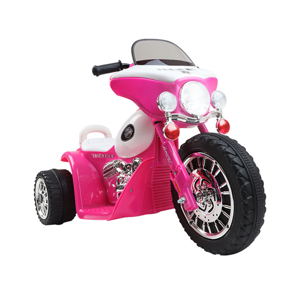 Kids Ride On Motorcycle Motorbike Car Harley Style Electric Toy Police Bike - Pink