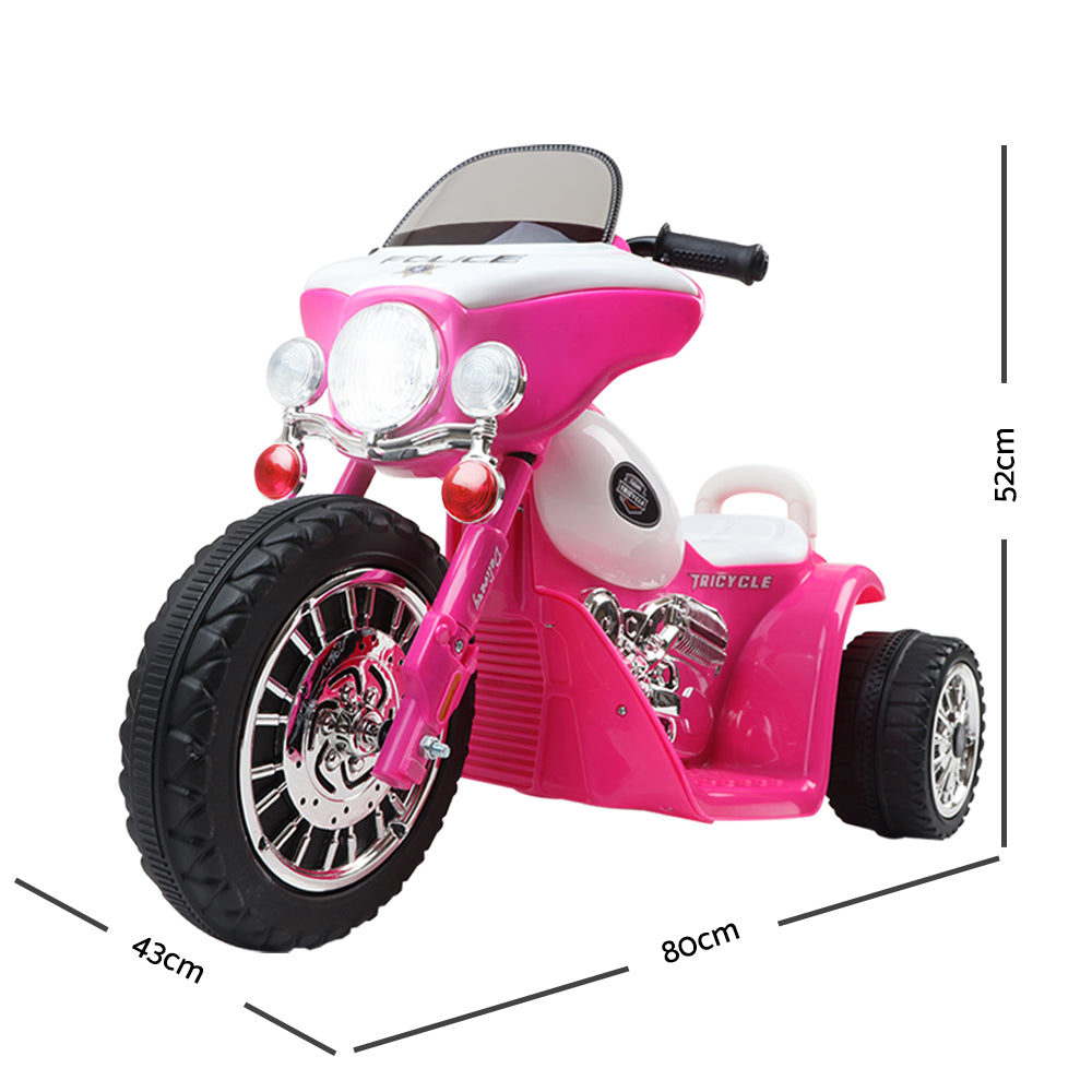 Kids Ride On Motorcycle Motorbike Car Harley Style Electric Toy Police Bike - Pink