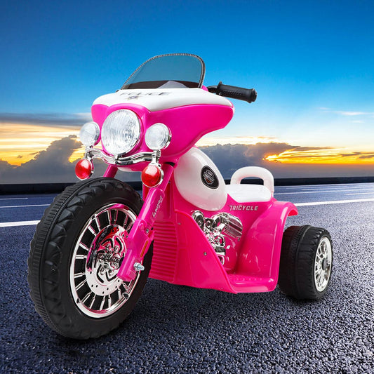 Kids Ride On Motorcycle Motorbike Car Harley Style Electric Toy Police Bike - Pink