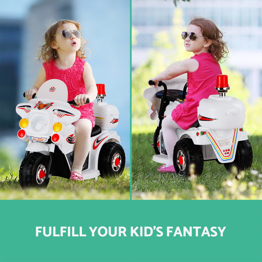 Kids Ride On Motorbike Motorcycle Car Toys - White