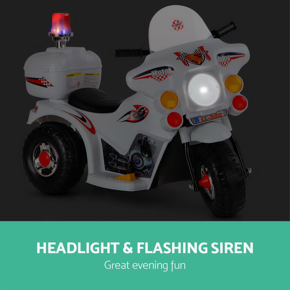 Kids Ride On Motorbike Motorcycle Car Toys - White