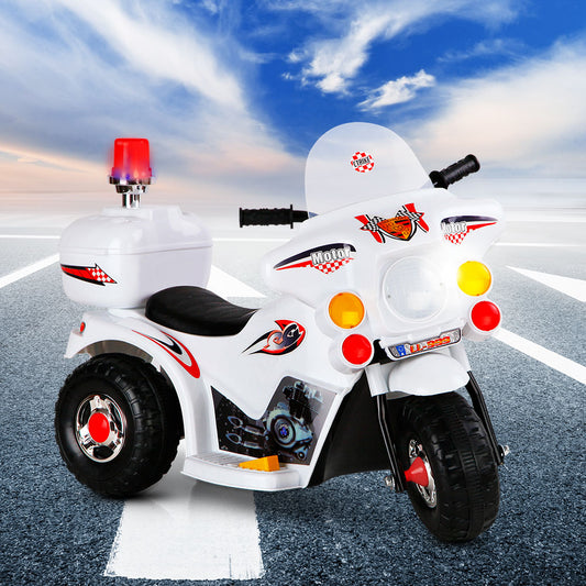Kids Ride On Motorbike Motorcycle Car Toys - White
