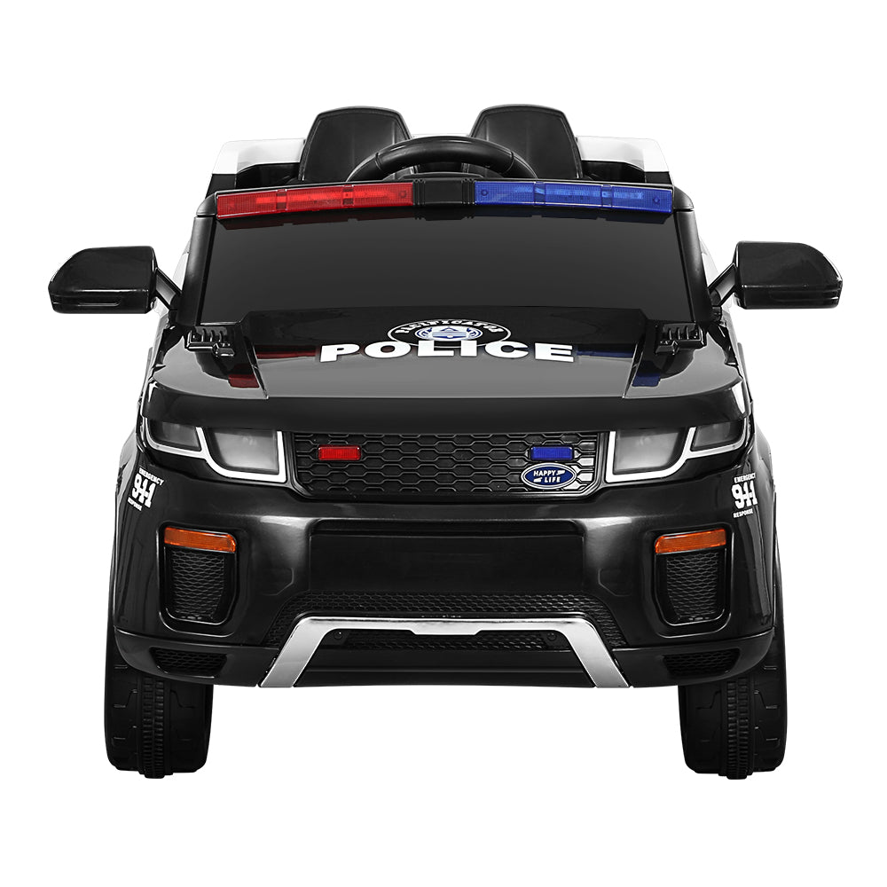 Kids Ride on Car Electric Patrol Police Toy Cars Remote Control 12V - Black