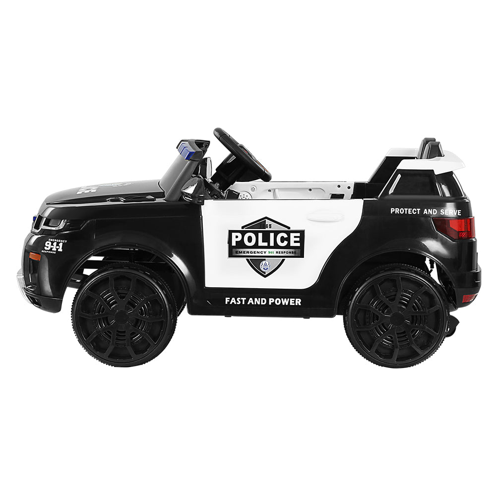 Kids Ride on Car Electric Patrol Police Toy Cars Remote Control 12V - Black