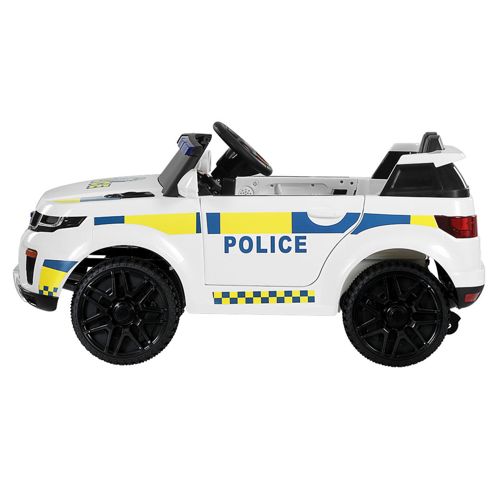 Kids Ride on Car Electric Patrol Police Toy Cars Remote Control 12V - White