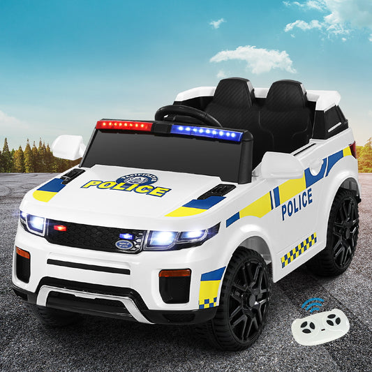 Kids Ride on Car Electric Patrol Police Toy Cars Remote Control 12V - White