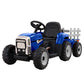 Ride On Car Tractor Trailer Toy Kids Electric Cars 12V Battery - Blue