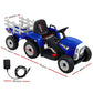 Ride On Car Tractor Trailer Toy Kids Electric Cars 12V Battery - Blue