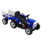 Ride On Car Tractor Trailer Toy Kids Electric Cars 12V Battery - Blue